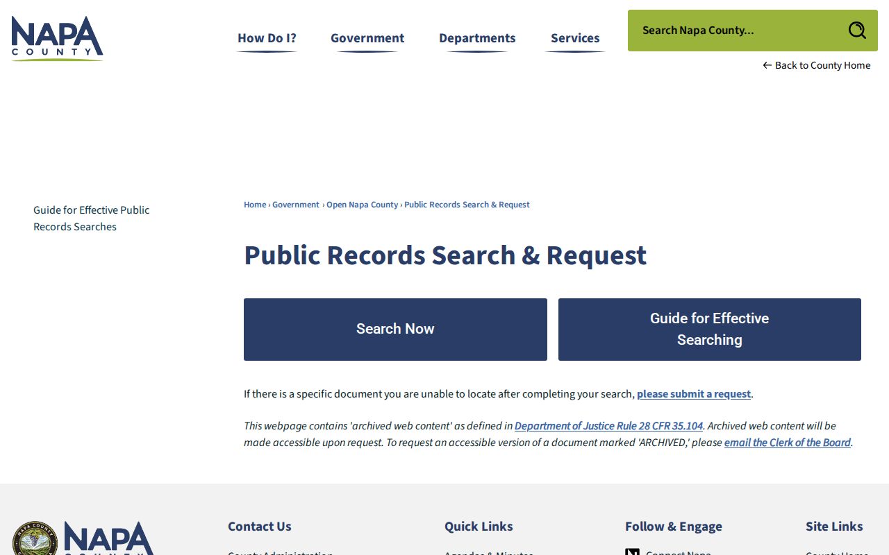 Napa people search public records request options