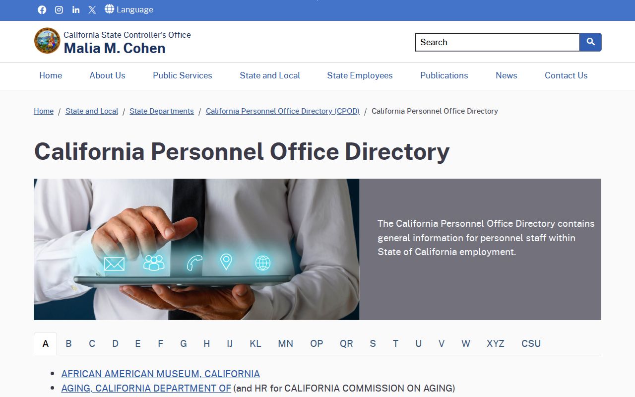 California Personnel Office Directory shown as separate from Napa voter records